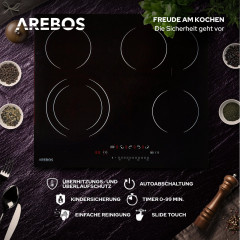 AREBOS ® Glaskeramik autark 59 cm Glaskeramikkochfeld (52 cm breit, 4 Kochfelder)