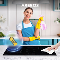 AREBOS | 8700 W | 5 Kochzonen | 77 cm | autark | inkl. Dreiringzone und Bräterzone Glaskeramik (77,0 cm breit, 5 Kochfelder)