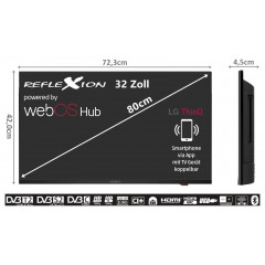 Reflexion LDDX32iBT_B LCD-TV 80cm 32 Zoll EEK E (A - G) DVB-T2, DVB-C, DVB-S2, Full HD, Smart TV, WLAN, DVD-Player, CI+ Schwarz
