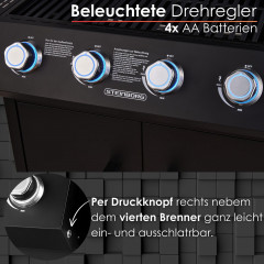STEINBORG SB-8180 Profi-Gasgrill, Santorino Schwarz