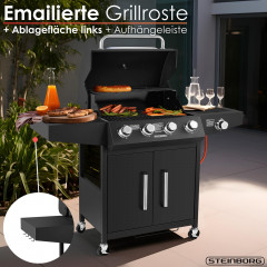 STEINBORG SB-8180 Profi-Gasgrill, Santorino Schwarz