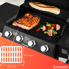 STEINBORG SB-8180 Profi-Gasgrill, Santorino Schwarz