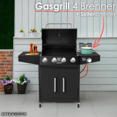 STEINBORG SB-8180 Profi-Gasgrill, Santorino Schwarz