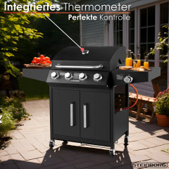 STEINBORG SB-8180 Profi-Gasgrill, Santorino Schwarz