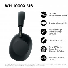 SONY WH-1000XM6 Premium Noise Cancelling, Over-ear Kopfhörer Bluetooth Schwarz