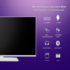 JVC LT-40VF5355W LED TV (Flat, 40 Zoll / 102 cm, Full-HD, SMART TV)