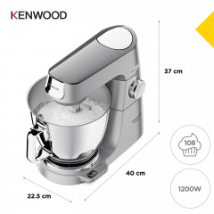 KENWOOD Titanium Chef Baker XL KVL85.004SI mit integrierter Waage, Patisserie-Set und 2 Rührschüsseln Küchenmaschine Silber (Rührschüsselkapazität: 7 l, 1200 Watt)