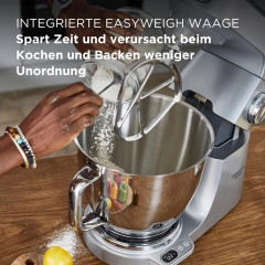 KENWOOD Titanium Chef Baker XL KVL85.004SI mit integrierter Waage, Patisserie-Set und 2 Rührschüsseln Küchenmaschine Silber (Rührschüsselkapazität: 7 l, 1200 Watt)