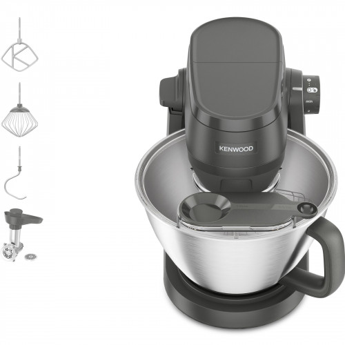 KENWOOD KHC 30.045 GY Multi Tasker, 7 Stufen + Pulsfunktion, inkl. 6 Zubehörteile – ideal für Kneten, Mixen & Backen, Küchenmaschine Grau (Rührschüsselkapazität: 4,3 l, 1000 Watt)