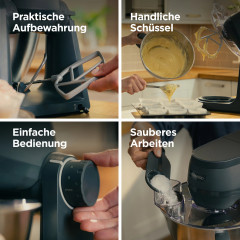 KENWOOD KHC 30.045 GY Multi Tasker, 7 Stufen + Pulsfunktion, inkl. 6 Zubehörteile – ideal für Kneten, Mixen & Backen, Küchenmaschine Grau (Rührschüsselkapazität: 4,3 l, 1000 Watt)