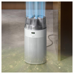 DYSON 491355-01 HUSHJETT PURIFIER COMPACT Luftreiniger Weiß/Silber (19 Watt, Raumgröße: 100 m², 360°elektrostatischer Filter / 360°Aktivkohlefilter)
