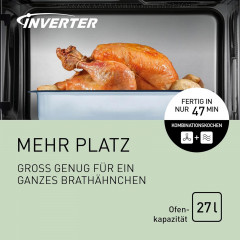 PANASONIC NN-CD 58 JSGPG, Mikrowelle (1000 Watt, 27 l Garraum-Volumen, Grillfunktion, Heißluftfunktion)