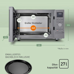 PANASONIC NN-CD 58 JSGPG, Mikrowelle (1000 Watt, 27 l Garraum-Volumen, Grillfunktion, Heißluftfunktion)