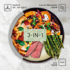 PANASONIC NN-CD 58 JSGPG, Mikrowelle (1000 Watt, 27 l Garraum-Volumen, Grillfunktion, Heißluftfunktion)