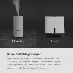 MEACO Armin 680 ml Verdunstungsbefeuchter Luftbefeuchter weiß (230 Volt, Raumgröße: 89 m²)