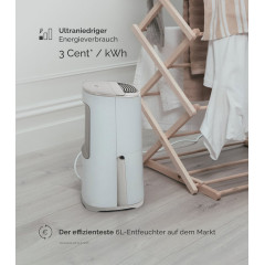 MEACO Arete® One 6L Luftentfeuchter weiß, Entfeuchterleistung: 6 l/d, Raumgröße: 25 m²)