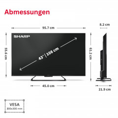 SHARP 43HR7765E QLED TV (Flat, 43 Zoll / 108 cm, UHD 4K, SMART TV)