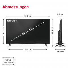 SHARP 40HE3745E Fernseher (Flat, 40 Zoll / 101 cm, Full-HD, SMART TV)