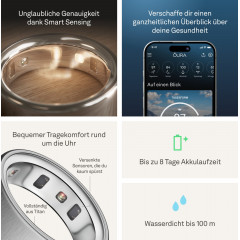 OURA Ring 4, Größe 10, Brushed Silver, Smart Ring