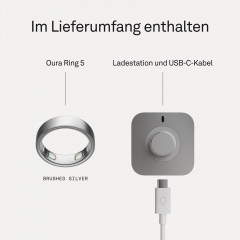 OURA Ring 5, Größe 7, Brushed Silver Smart Ring