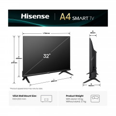 HISENSE 32A4Q Monitore (Flat, 32 Zoll / 80 cm, HD, SMART TV)