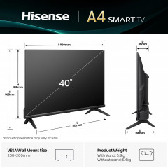 HISENSE 40A4Q 40 LED TV (Flat, 40 Zoll / 100 cm, Full-HD, SMART TV)
