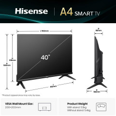 HISENSE 40A4Q 40 LED TV (Flat, 40 Zoll / 100 cm, Full-HD, SMART TV)