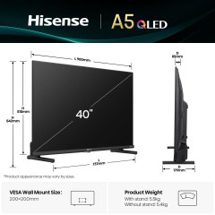 HISENSE 40A5Q QLED TV (Flat, 40 Zoll / 100 cm, Full-HD, SMART TV)