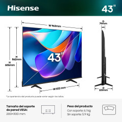 HISENSE 43A6S - 2026 UHD Smart TV (Flat, 43 Zoll / 108 cm, UHD 4K, SMART TV)