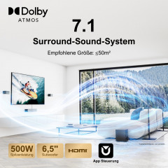 ULTIMEA Poseidon D80 Boom 7.1 Soundsystem mit Dolby Atmos, Soundbar, Schwarz