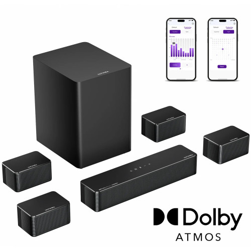 ULTIMEA Poseidon D80 Boom 7.1 Soundsystem mit Dolby Atmos, Soundbar, Schwarz