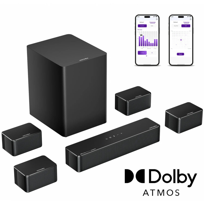 ULTIMEA Poseidon D80 Boom 7.1 Soundsystem mit Dolby Atmos, Soundbar, Schwarz