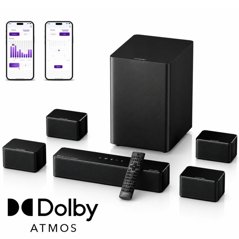 ULTIMEA Poseidon D80 Boom 7.1 Dolby Atmos Surround-Soundsystem, Soundbar, Schwarz