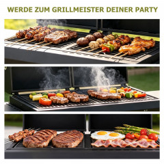 HOMAVO Gas-Holzkohle-Kombigrill,G031401 Gasgrill, Schwarz