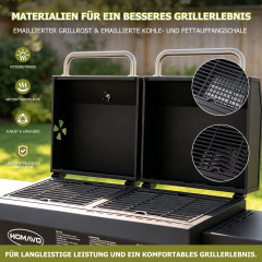 HOMAVO Gas-Holzkohle-Kombigrill,G031401 Gasgrill, Schwarz