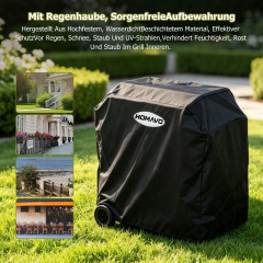 HOMAVO Gas-Holzkohle-Kombigrill,G031401 Gasgrill, Schwarz