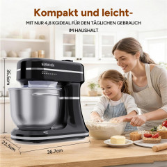 SUNCOK B03P-schwarz Küchenmaschine schwarz (Rührschüsselkapazität: 5,5 l, 1500 Watt)