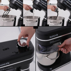 SUNCOK B03P-schwarz Küchenmaschine schwarz (Rührschüsselkapazität: 5,5 l, 1500 Watt)