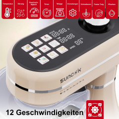 SUNCOK B03P-Cremeweiß Küchenmaschine Cremeweiß (Rührschüsselkapazität: 5,5 l, 1500 Watt)