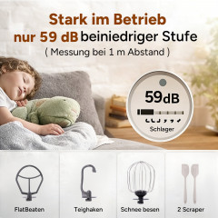 SUNCOK B03P-Cremeweiß Küchenmaschine Cremeweiß (Rührschüsselkapazität: 5,5 l, 1500 Watt)