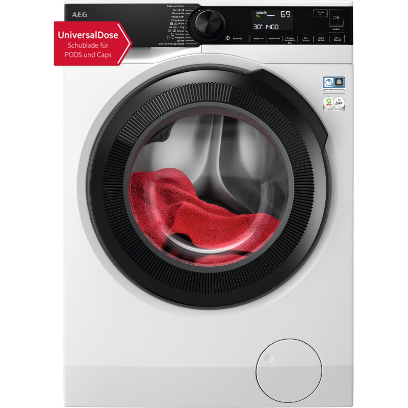AEG Waschmaschine 7000 ProSteam® »LR7EA410FL 914501653« 10 kg 1400 U/min UniversalDose: löst PODS®/Caps 60 % schneller auf für beste Reinigung