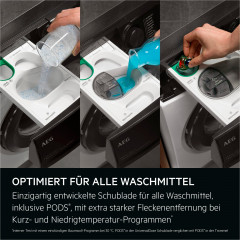 AEG Waschmaschine 7000 ProSteam® »LR7EA410FL 914501653« 10 kg 1400 U/min UniversalDose: löst PODS®/Caps 60 % schneller auf für beste Reinigung