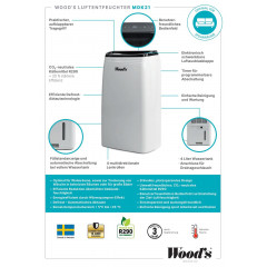 WOODS MDK 21 Entfeuchter Weiß (240 Watt, Entfeuchterleistung: 20 l/d, Raumgröße: 70 m²)