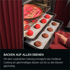 AEG Backofen 6000 »OU5AB20ZSM 949496394« mit Aqua-Reinigungsfunktion Heißluft: Gleichmäßiges Garen auf 3 Ebenen: ideal für Mehrblech‑Backen