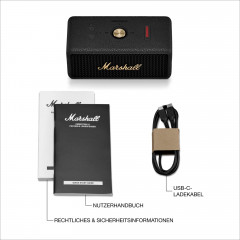 MARSHALL Emberton III Bluetooth Lautsprecher, Black and Brass, Wasserfest