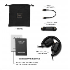 MARSHALL Milton A.N.C., On-ear Kopfhörer Bluetooth Black