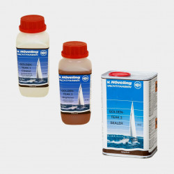 Paket für Teak mit verlorenem Glanz Höveling Golden Teak (Teakreiniger + Teakholz-Entgrauer + Teakversiegelung)