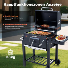HOMAVO BBQ-DC Holzkohlegrill, Schwarz