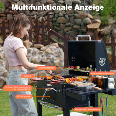 HOMAVO BBQ-DC Holzkohlegrill, Schwarz