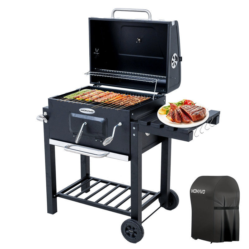 HOMAVO BBQ-DC Holzkohlegrill, Schwarz